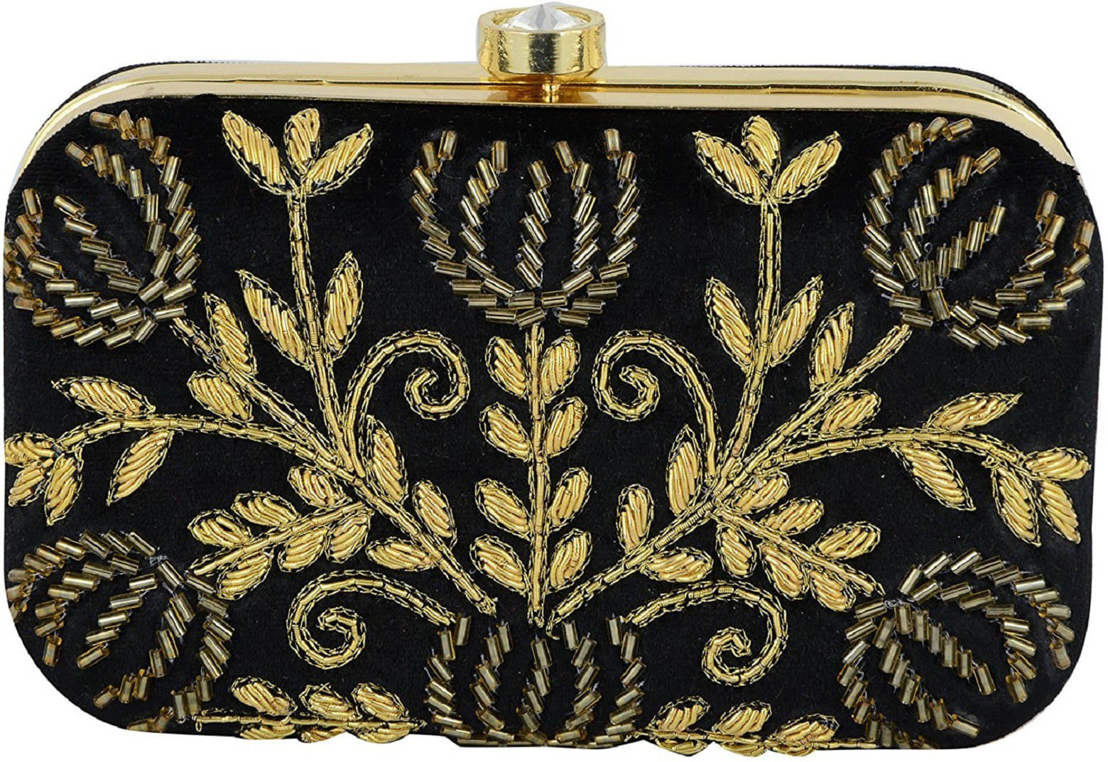     			Tooba Handicraft Black Fabric Box Clutch