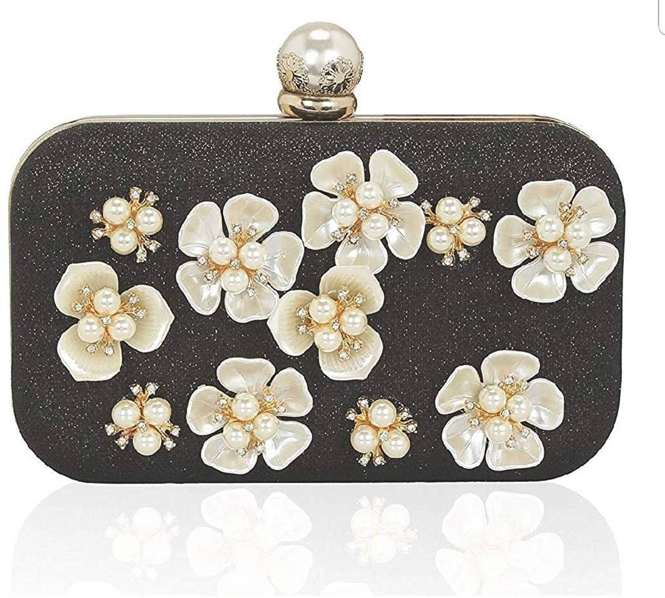     			Tooba Handicraft Black Fabric Box Clutch