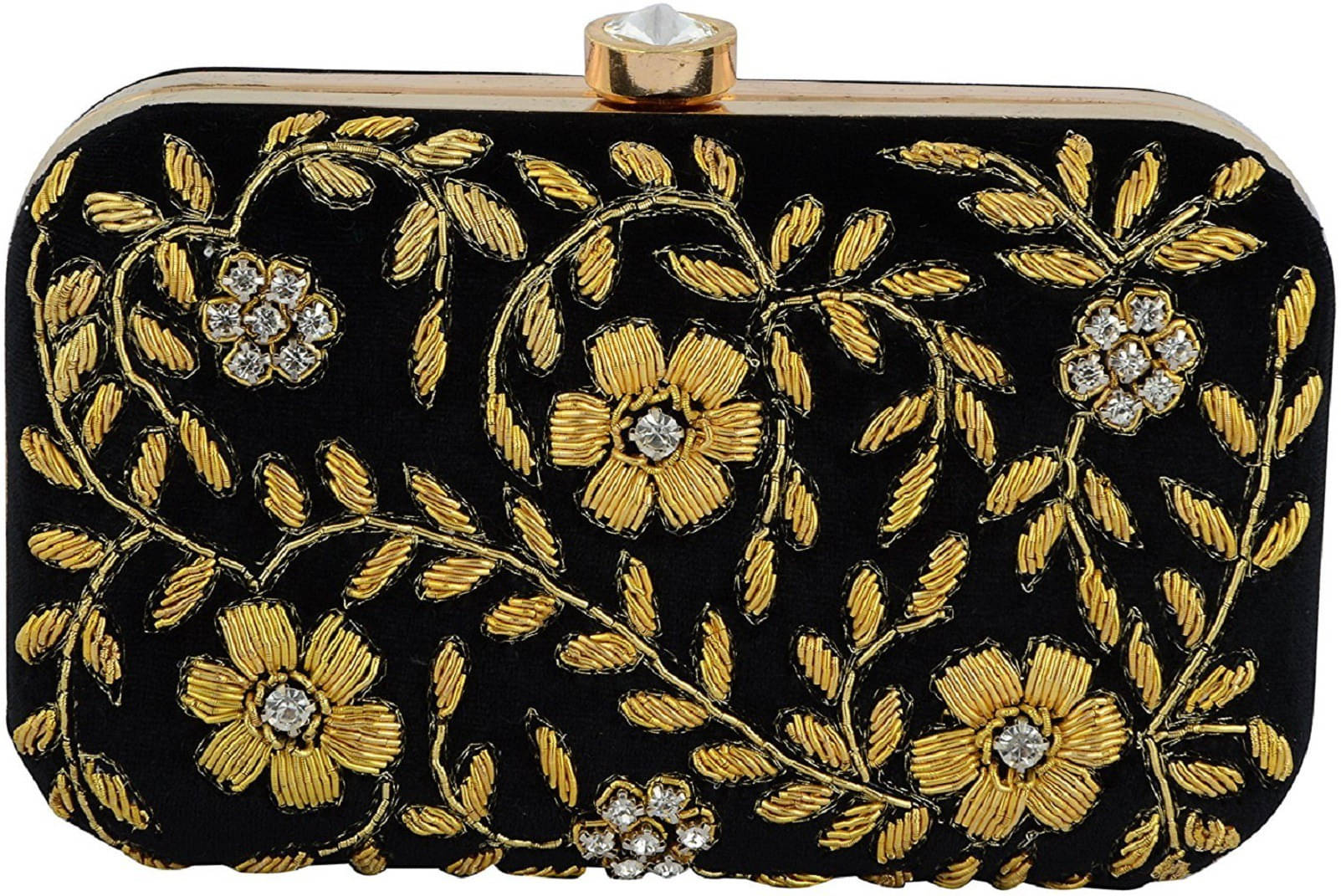     			Tooba Handicraft Black Fabric Box Clutch