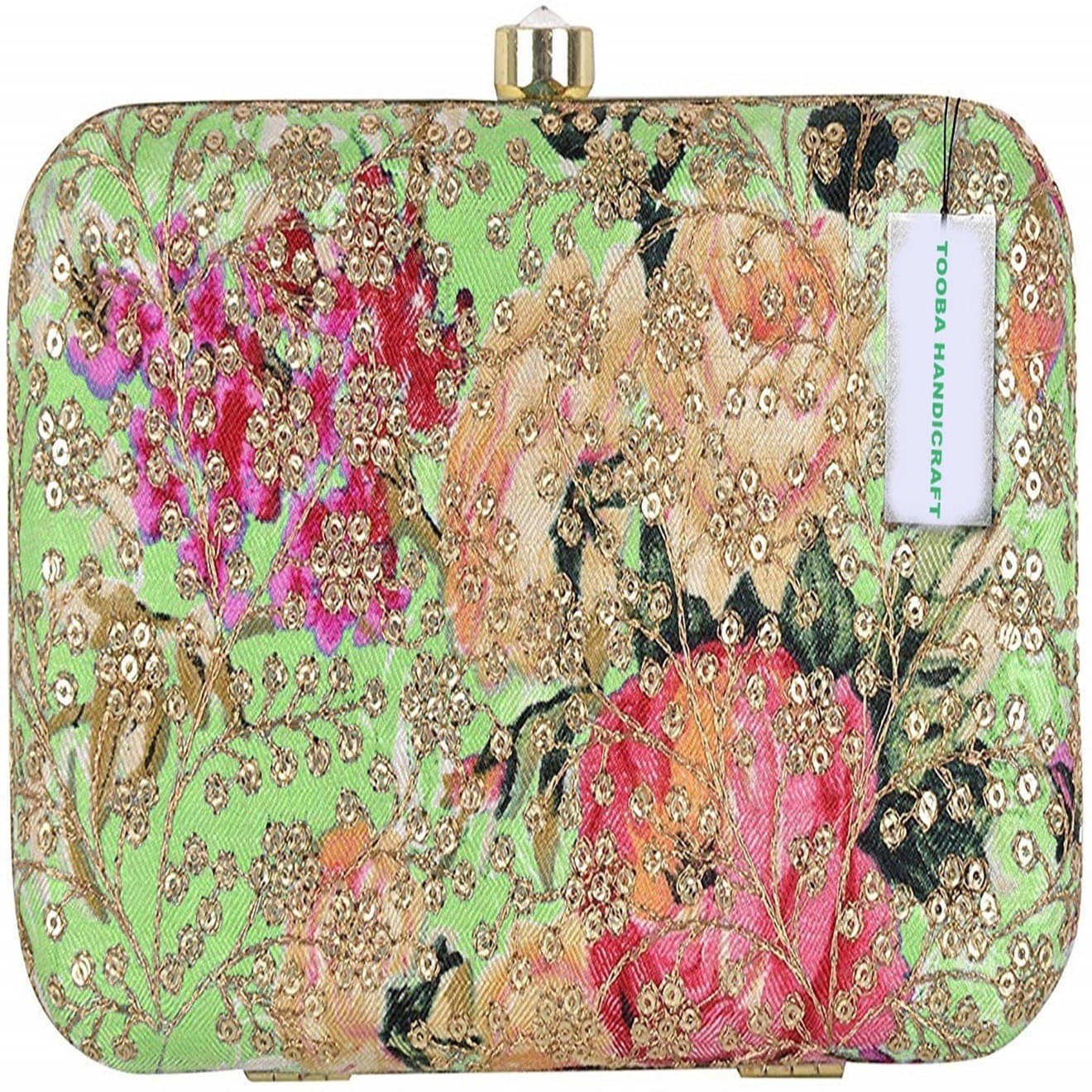     			Tooba Handicraft Black Fabric Box Clutch