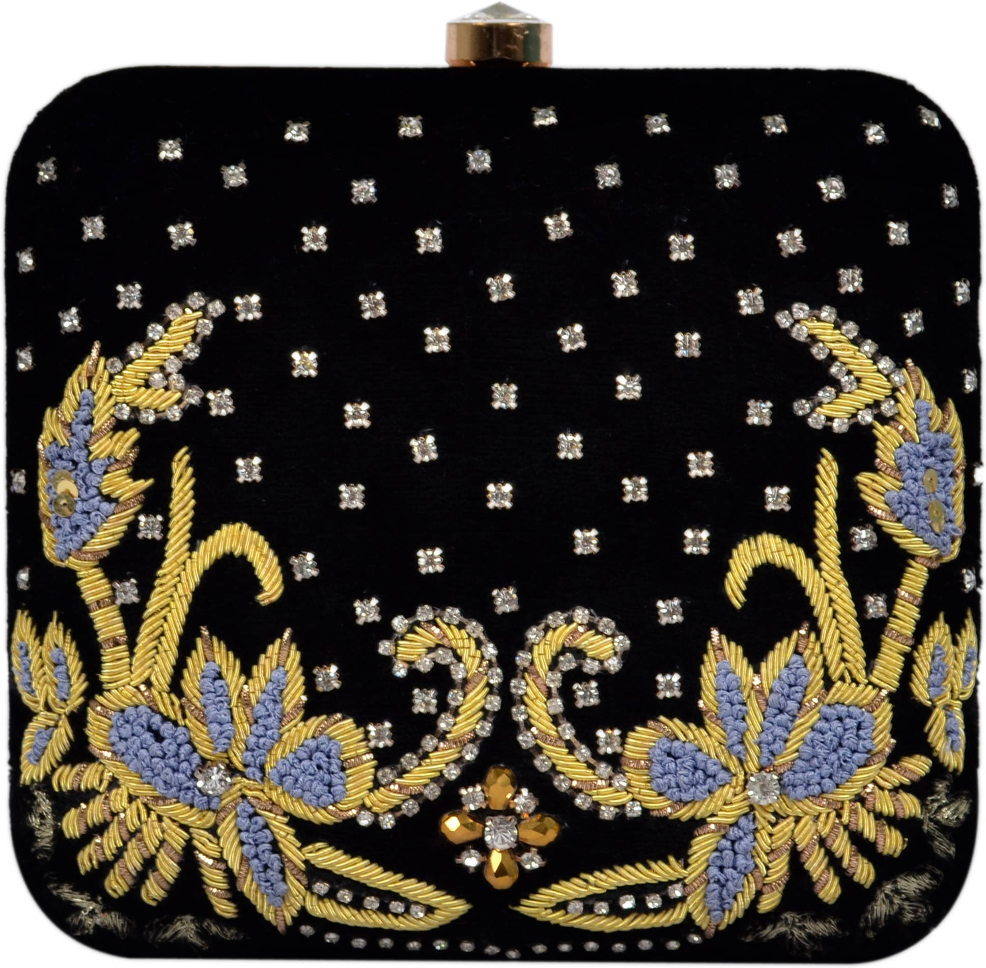     			Tooba Handicraft Black Fabric Box Clutch