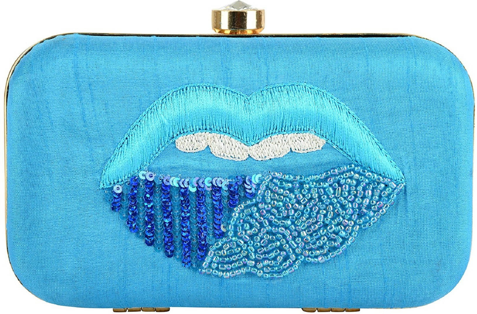     			Tooba Handicraft Blue Fabric Box Clutch