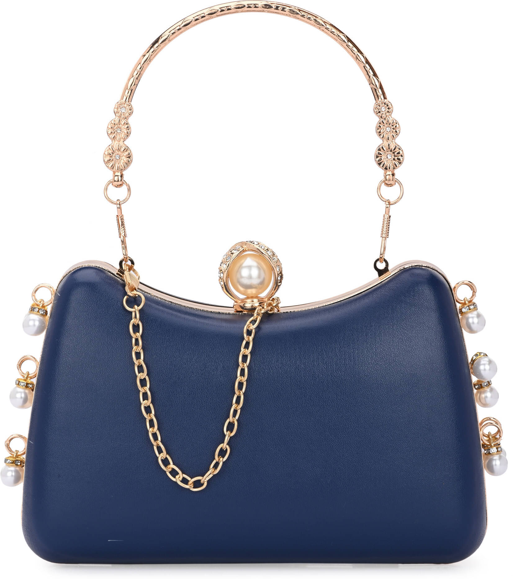     			Tooba Handicraft Blue Fabric Box Clutch