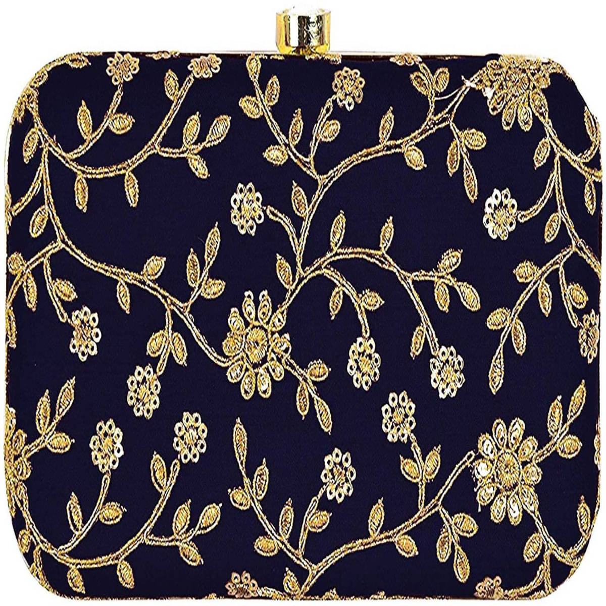     			Tooba Handicraft Blue Fabric Box Clutch
