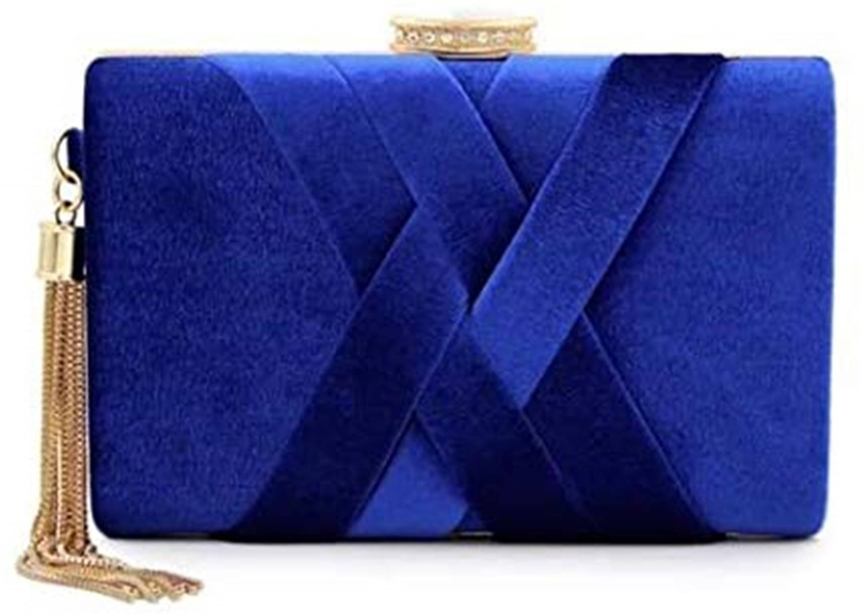     			Tooba Handicraft Blue Fabric Box Clutch