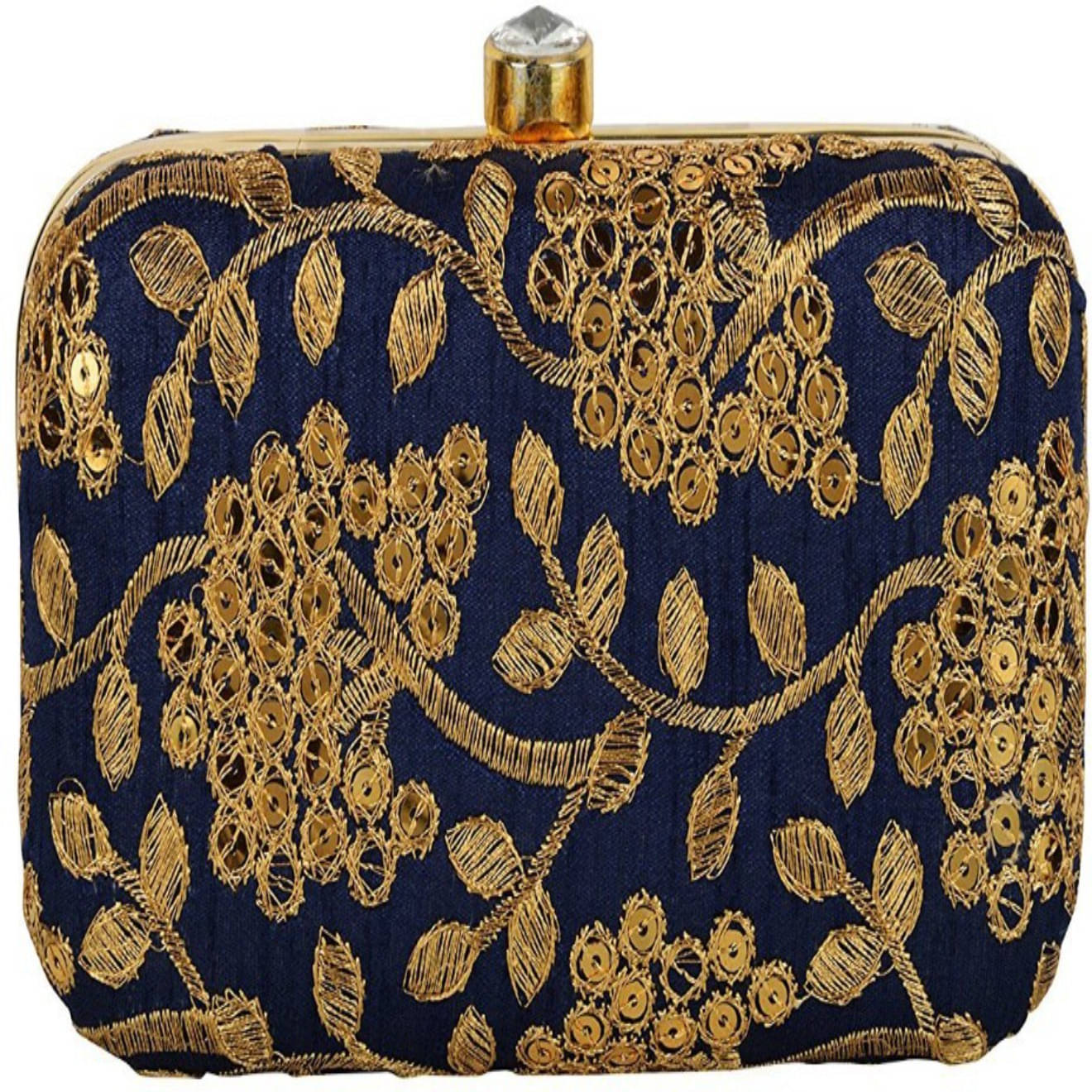     			Tooba Handicraft Blue Fabric Box Clutch