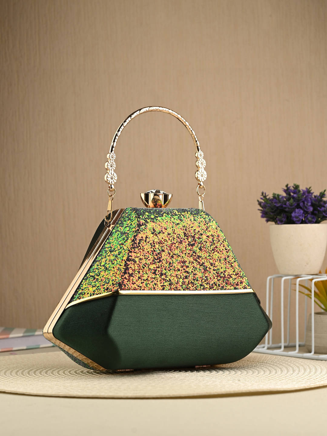     			Tooba Handicraft Blue Fabric Box Clutch