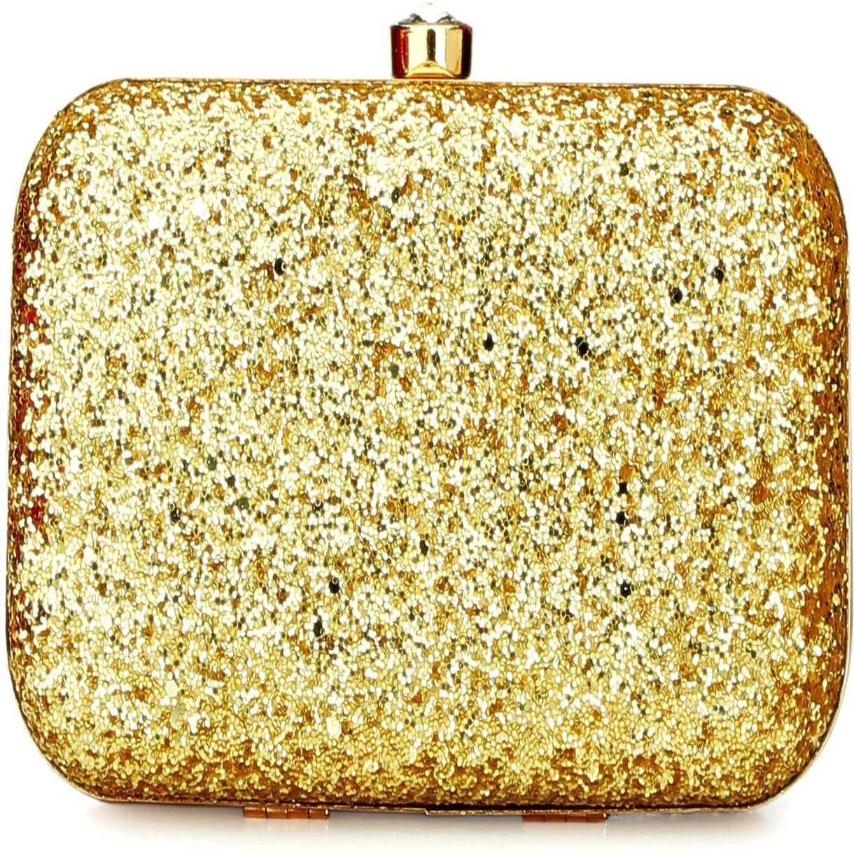     			Tooba Handicraft Gold Fabric Box Clutch