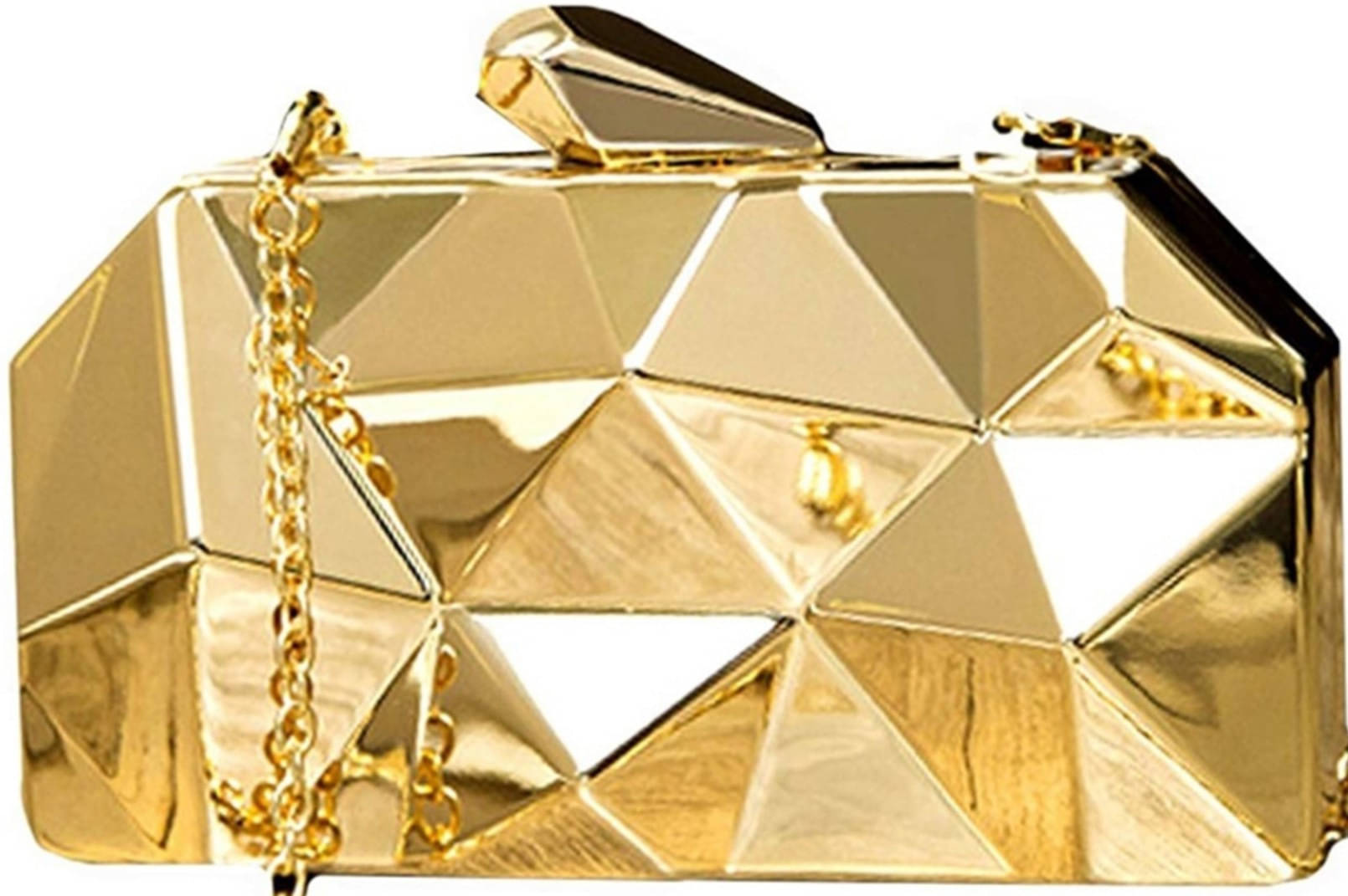     			Tooba Handicraft Gold Fabric Box Clutch
