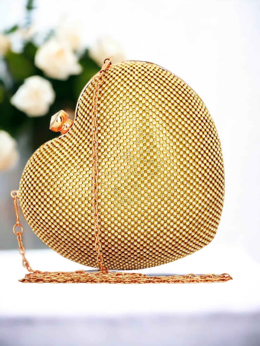     			Tooba Handicraft Gold Fabric Box Clutch
