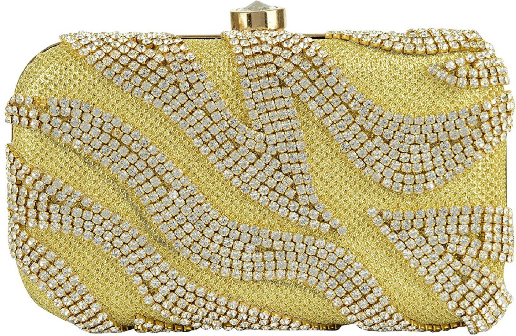     			Tooba Handicraft Gold Fabric Box Clutch