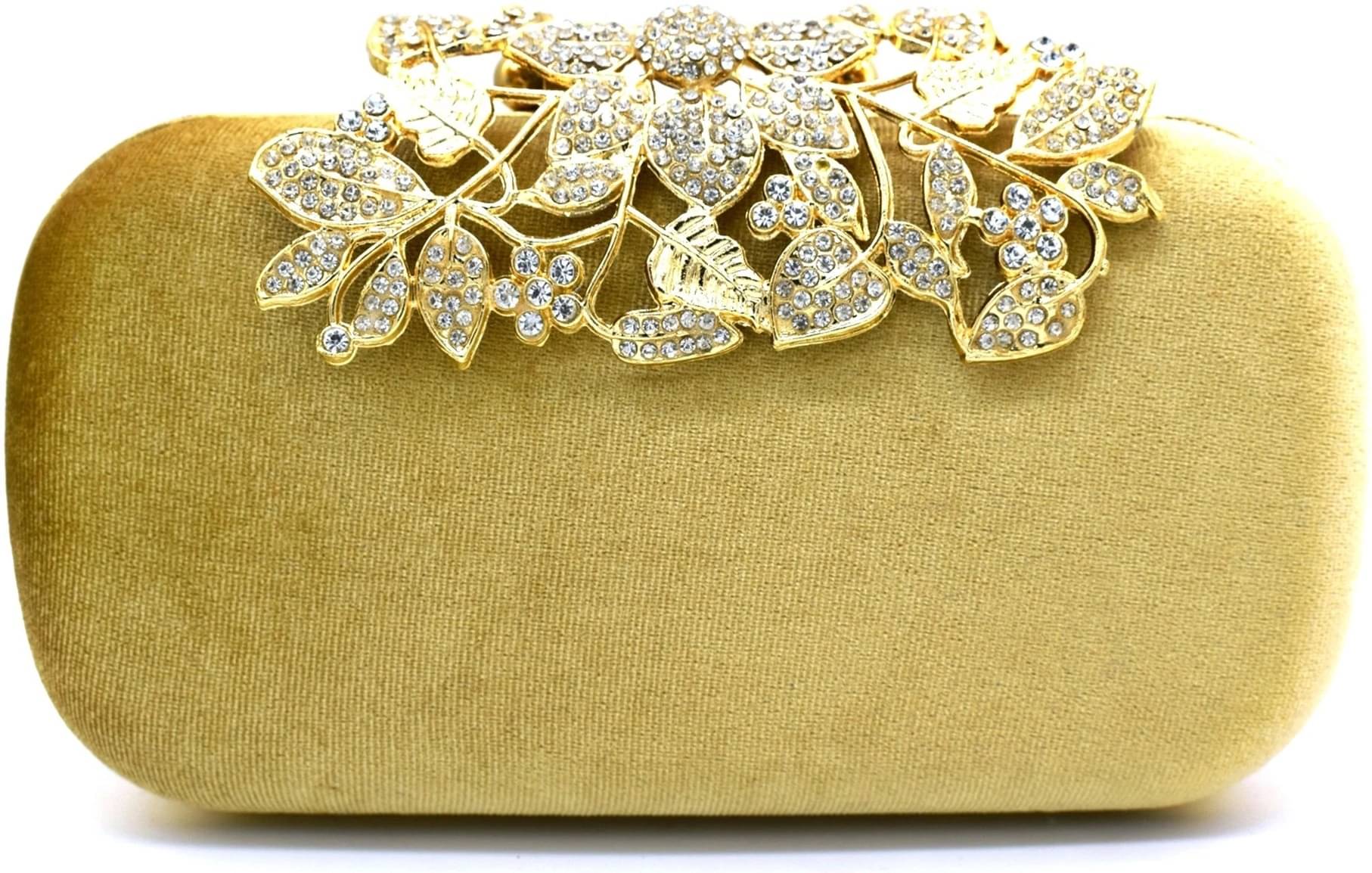     			Tooba Handicraft Gold Fabric Box Clutch
