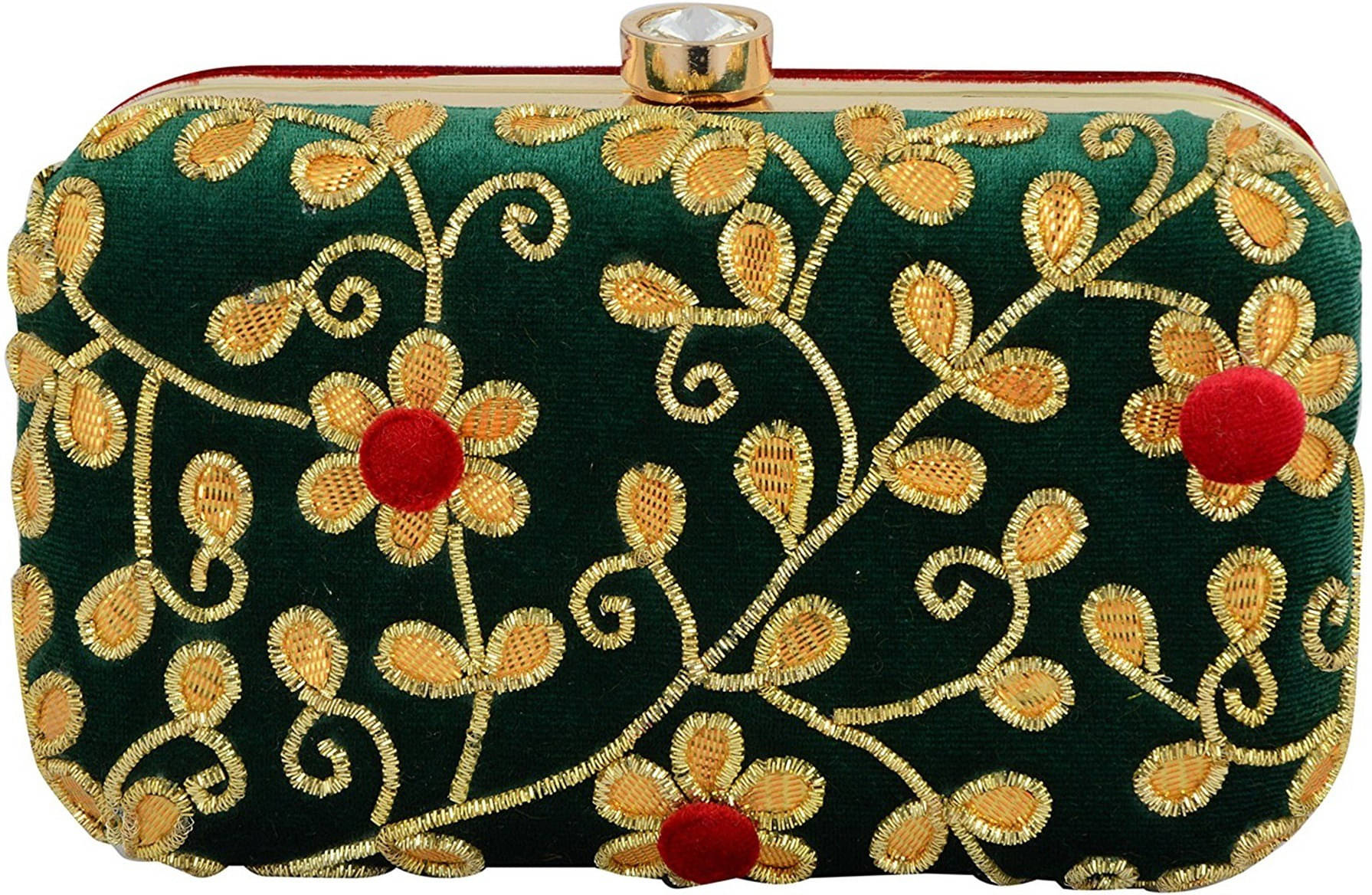     			Tooba Handicraft Green Fabric Box Clutch