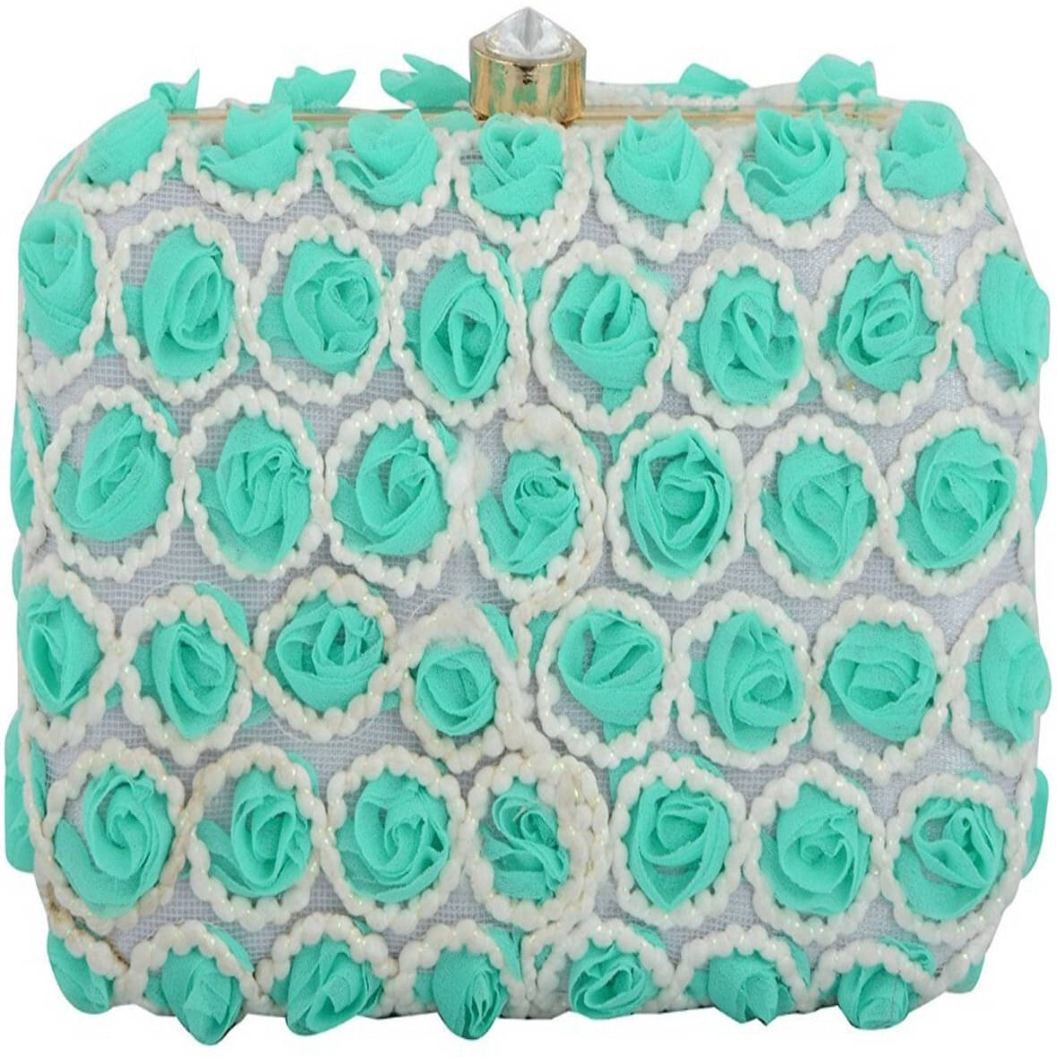     			Tooba Handicraft Green Fabric Box Clutch