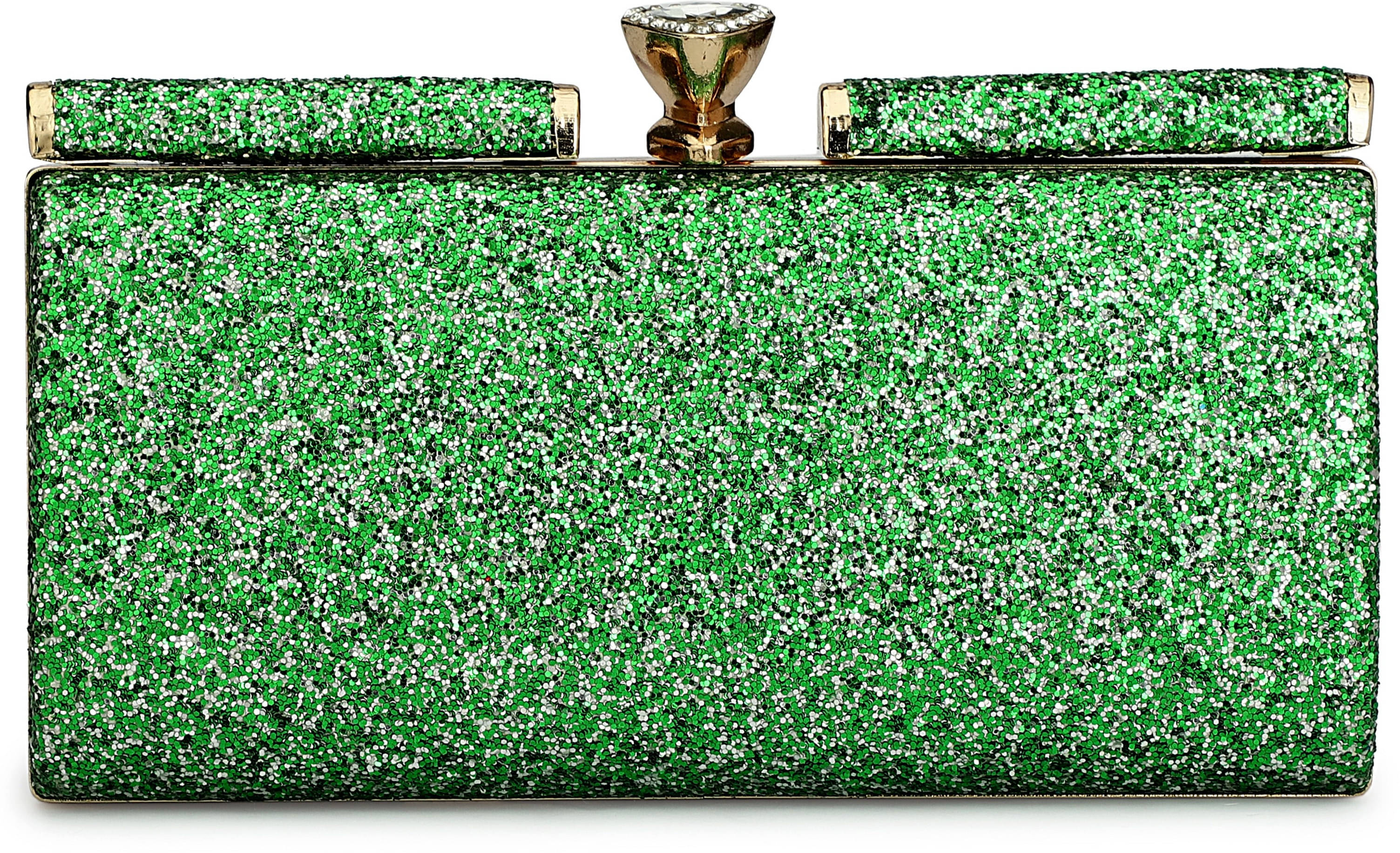     			Tooba Handicraft Green Fabric Box Clutch