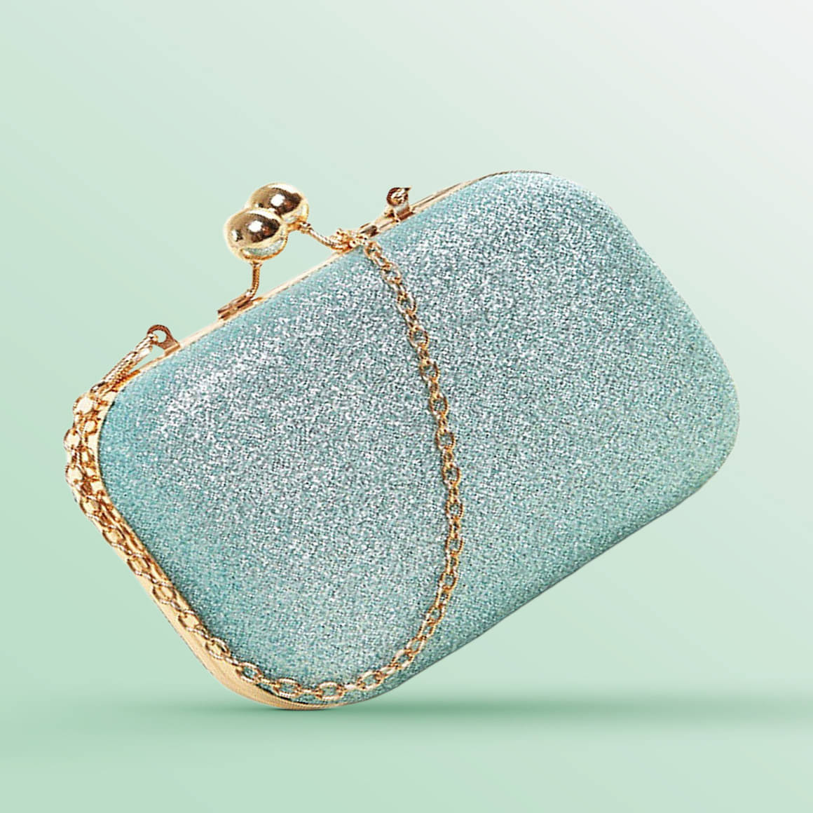     			Tooba Handicraft Green Fabric Box Clutch