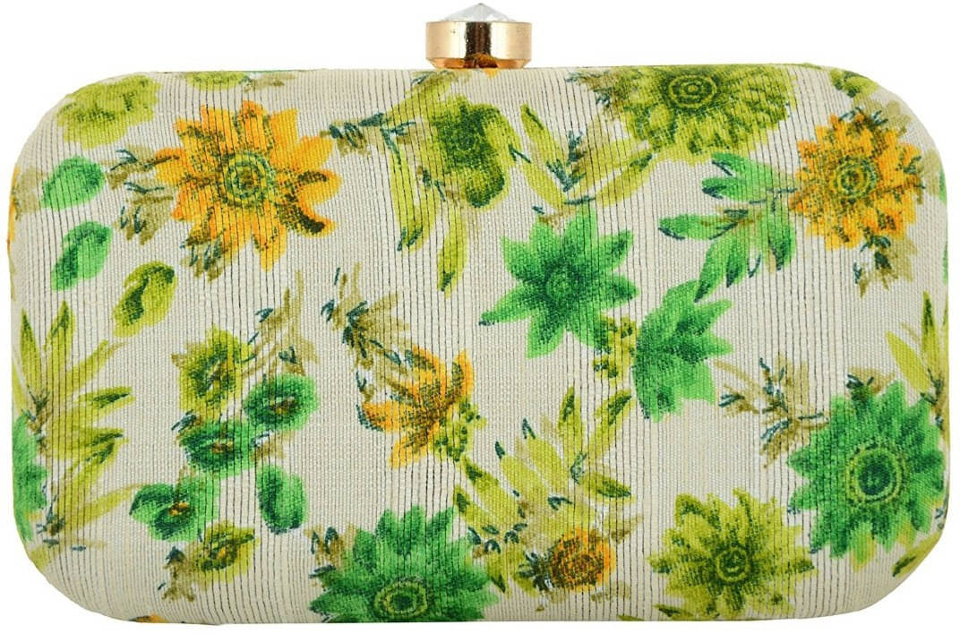     			Tooba Handicraft Green Fabric Box Clutch
