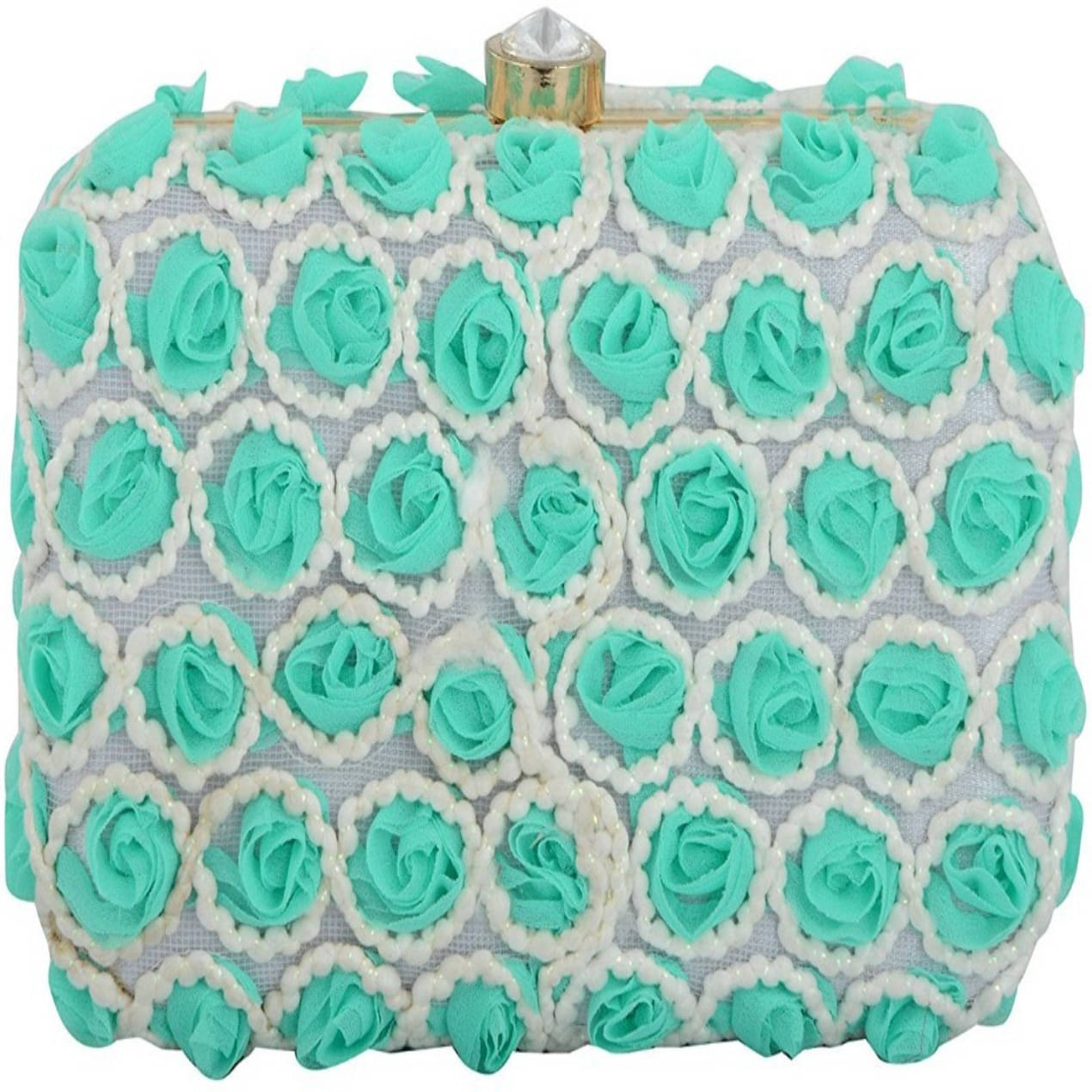     			Tooba Handicraft Green Fabric Box Clutch