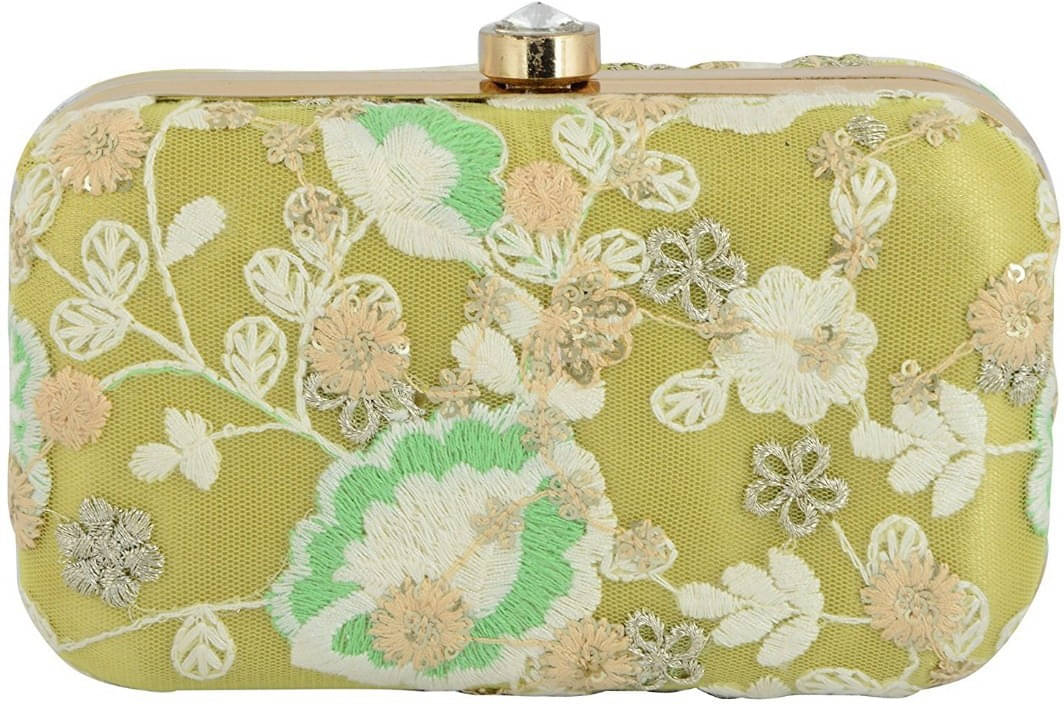     			Tooba Handicraft Green Fabric Box Clutch