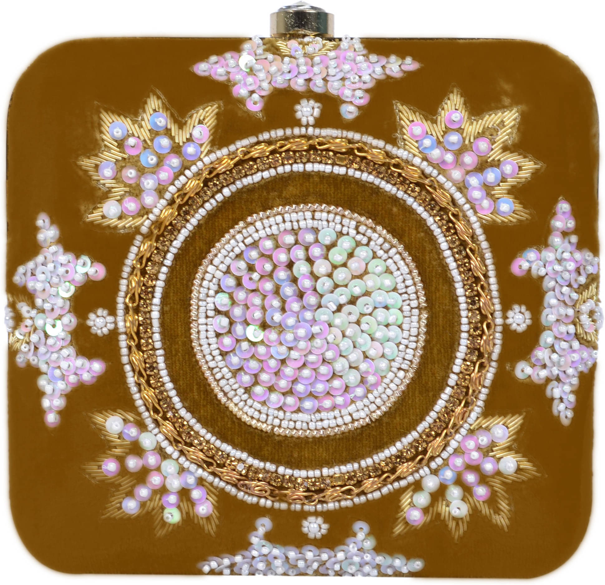     			Tooba Handicraft Green Fabric Box Clutch