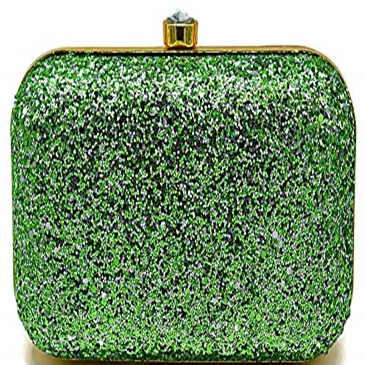     			Tooba Handicraft Green Fabric Box Clutch