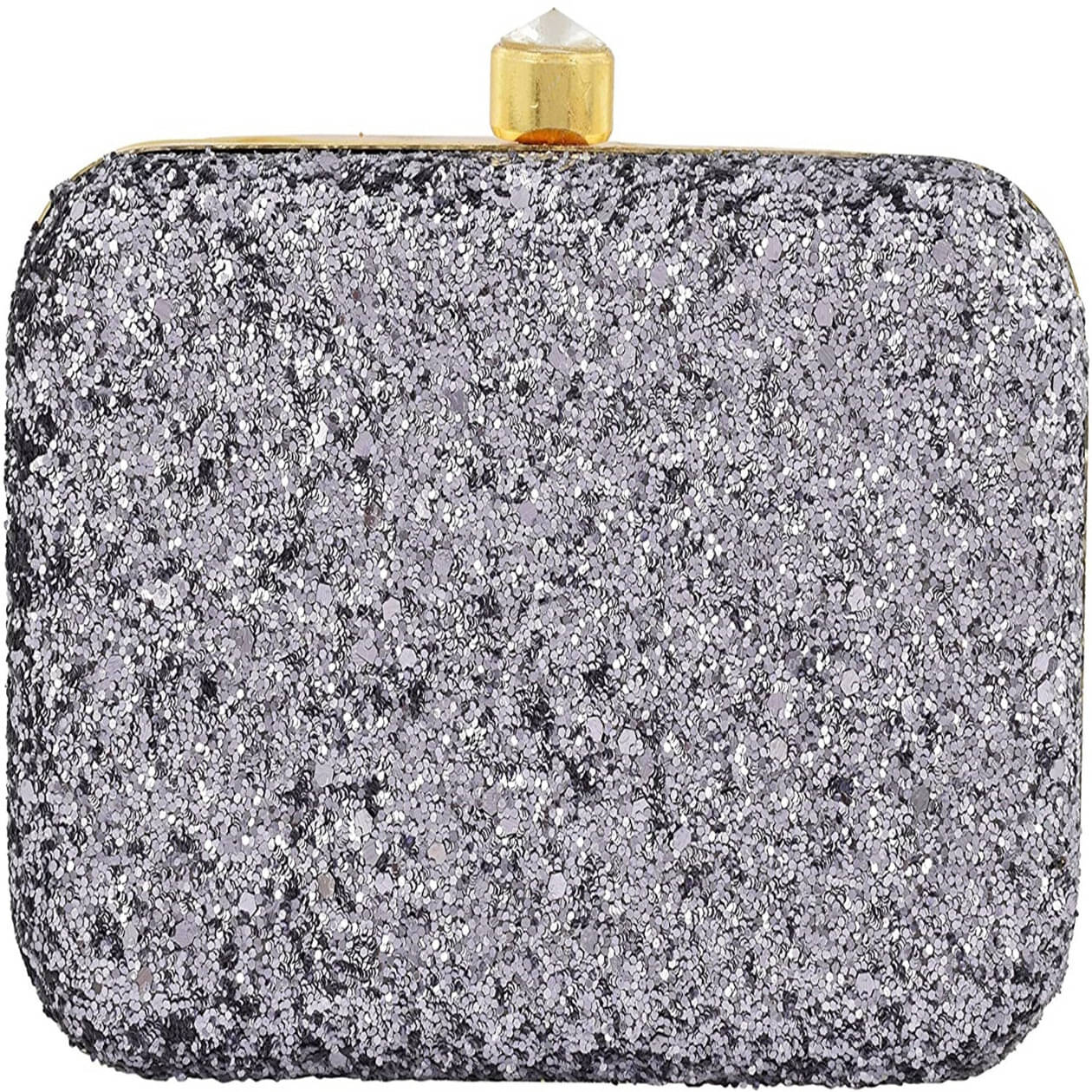     			Tooba Handicraft Grey Melange Fabric Box Clutch