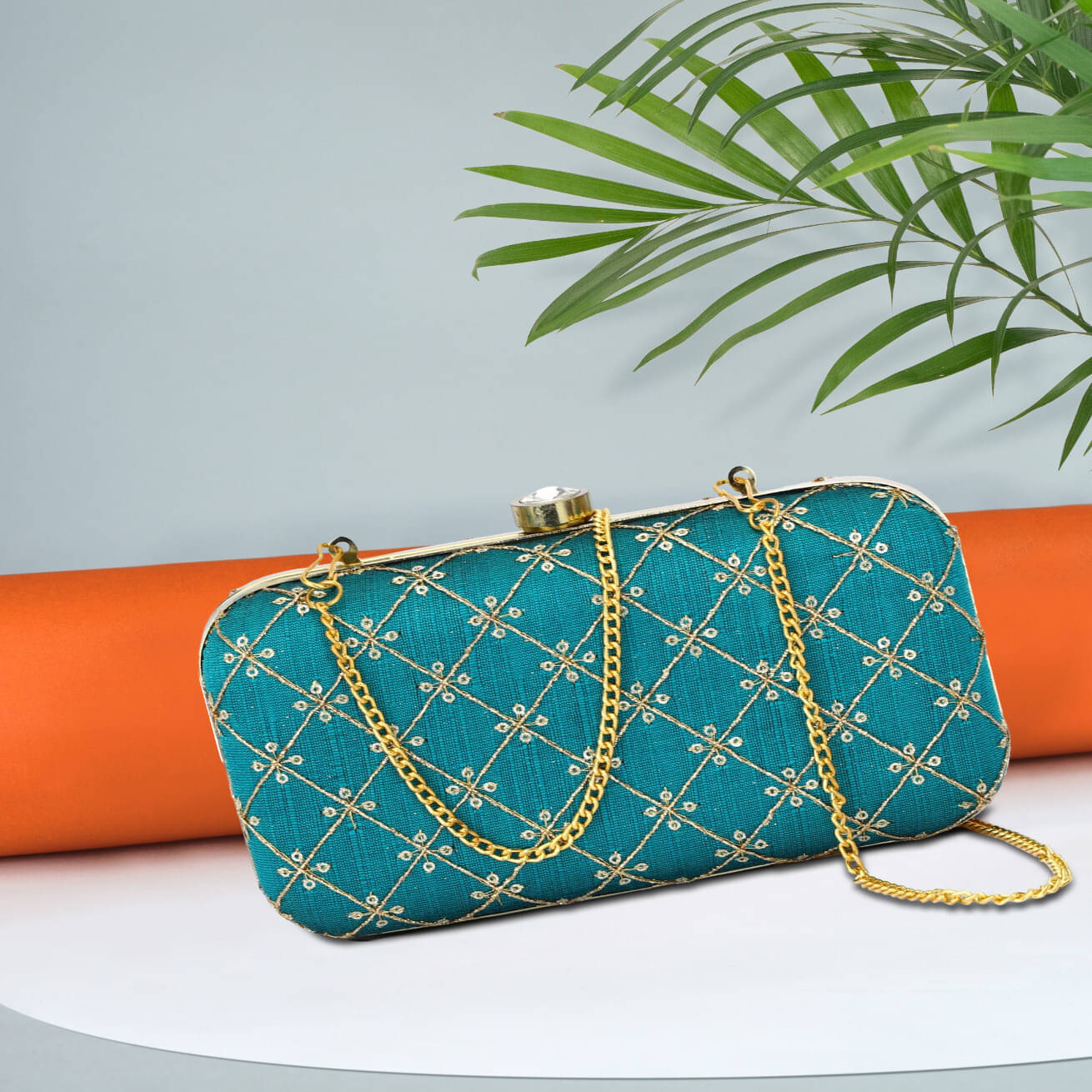     			Tooba Handicraft Multicolor Fabric Box Clutch