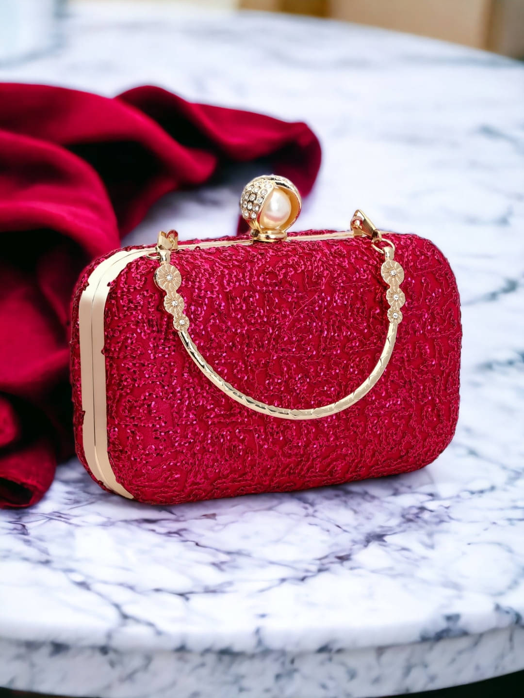     			Tooba Handicraft Multicolor Fabric Box Clutch