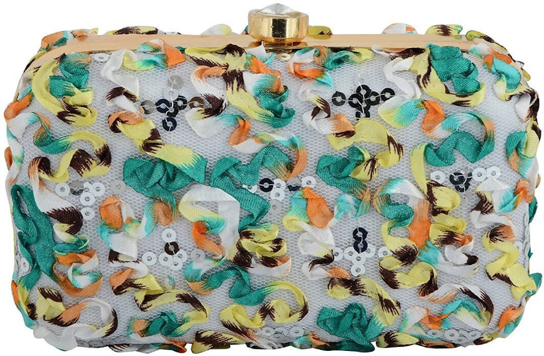     			Tooba Handicraft Multicolor Fabric Box Clutch