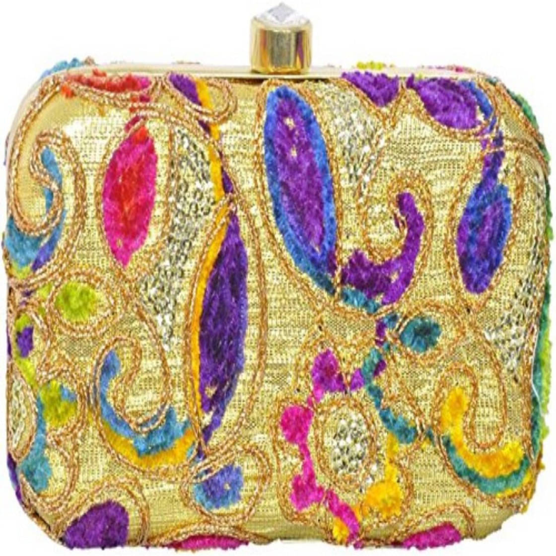     			Tooba Handicraft Multicolor Fabric Box Clutch