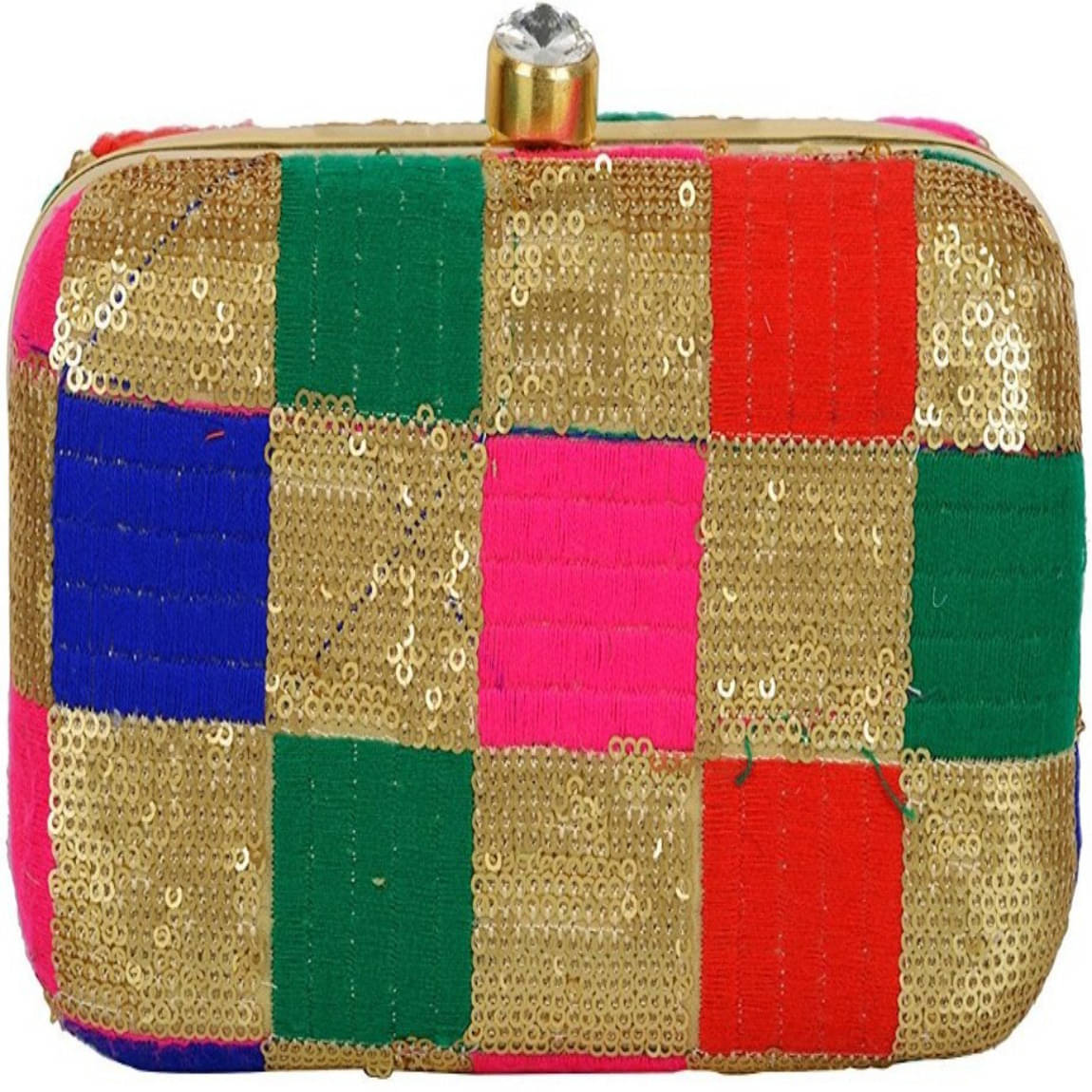     			Tooba Handicraft Multicolor Fabric Box Clutch