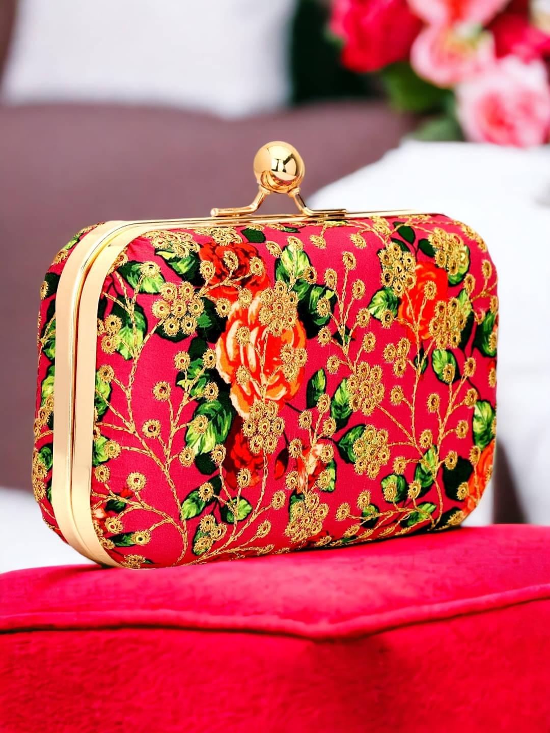     			Tooba Handicraft Multicolor Fabric Box Clutch