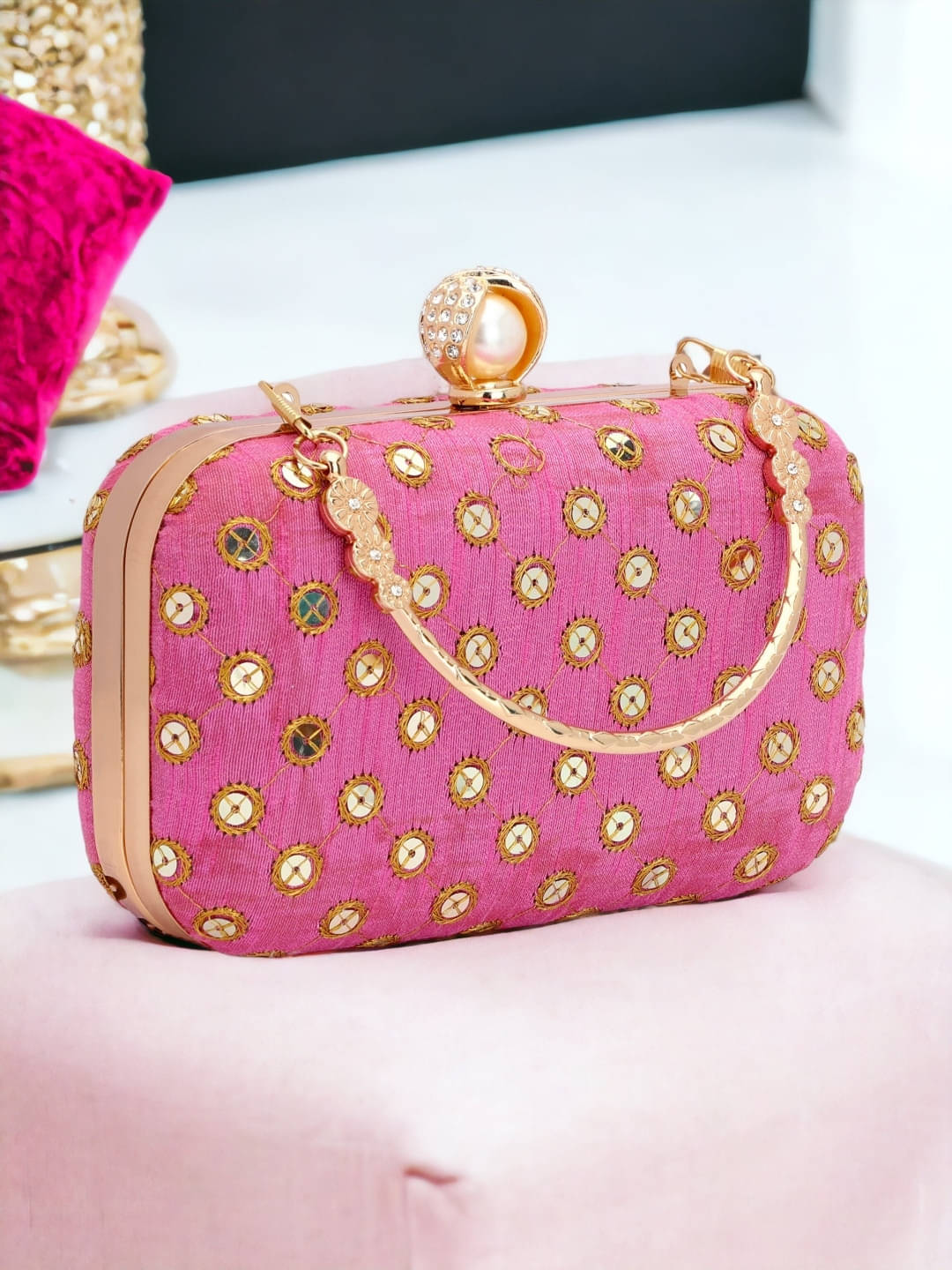     			Tooba Handicraft Multicolor Fabric Box Clutch