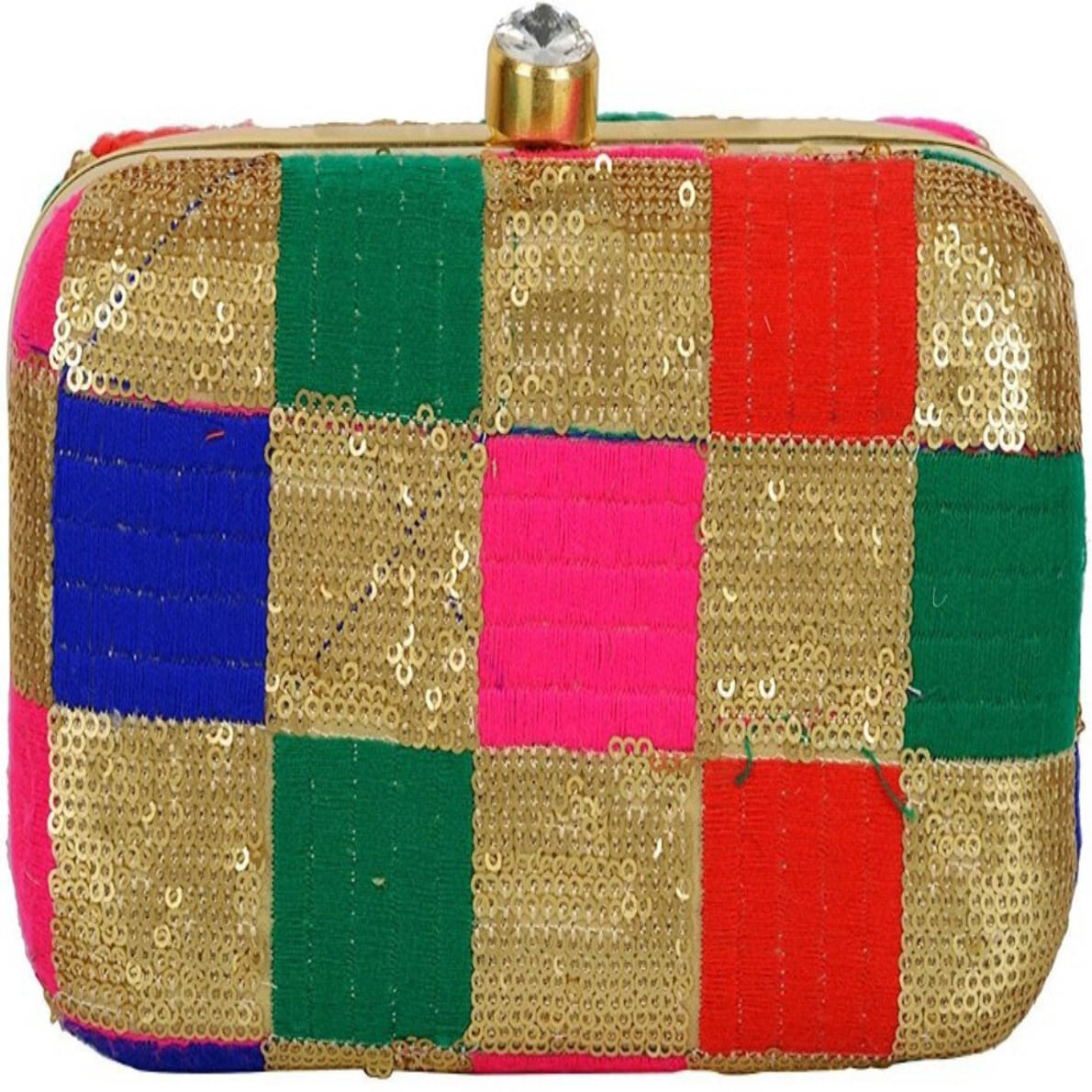     			Tooba Handicraft Multicolor Fabric Box Clutch