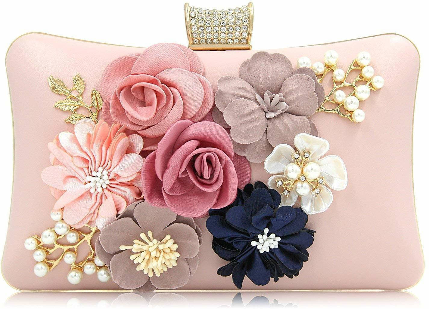    			Tooba Handicraft Pink Fabric Box Clutch