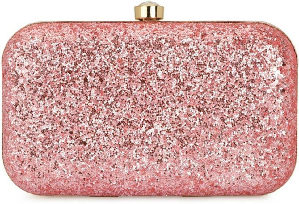     			Tooba Handicraft Pink Fabric Box Clutch
