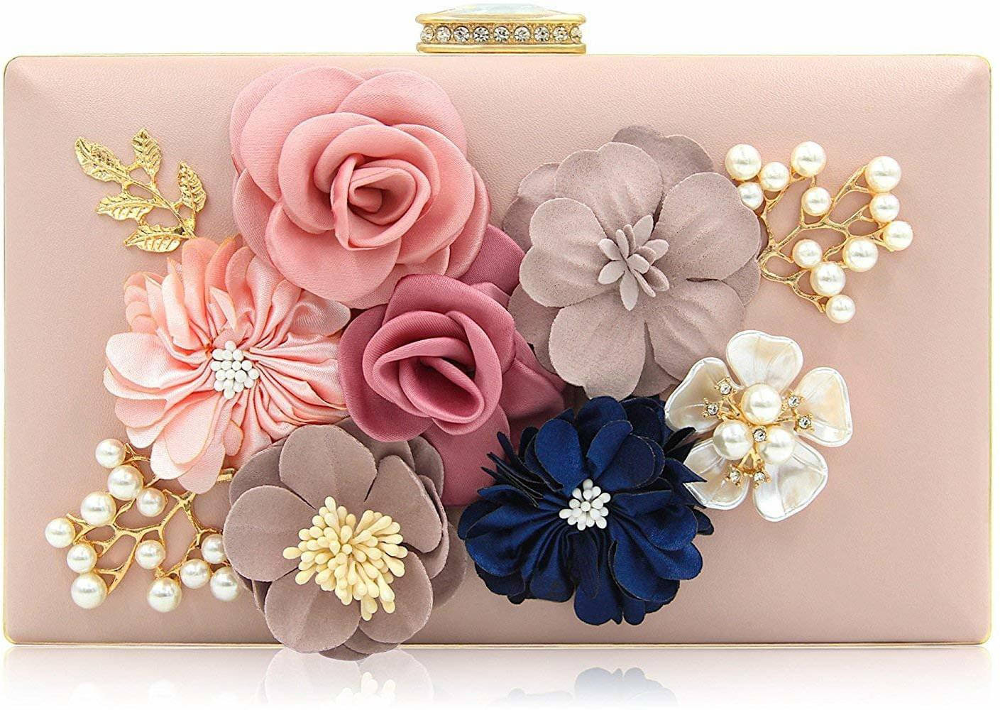     			Tooba Handicraft Pink Fabric Box Clutch