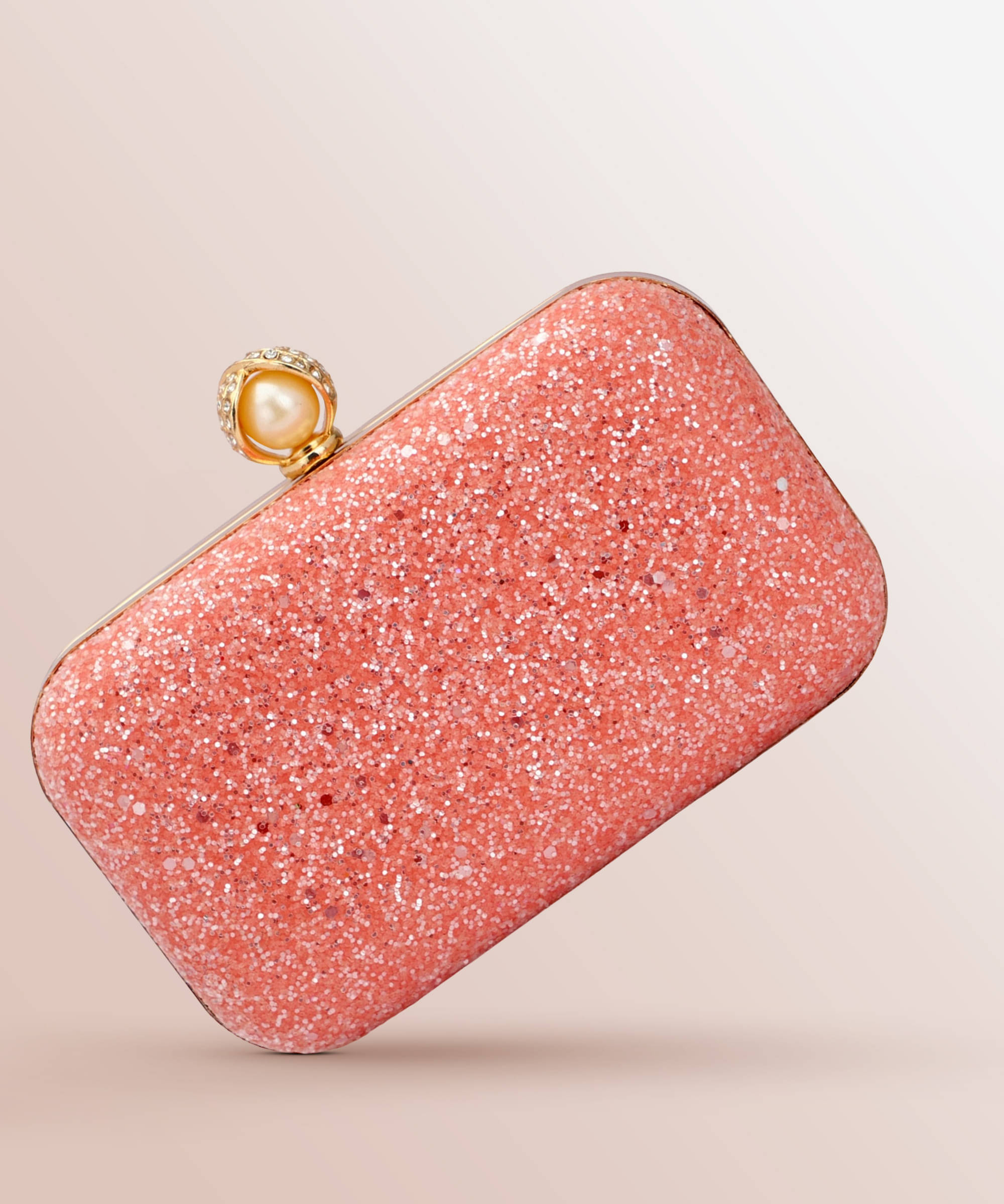     			Tooba Handicraft Pink Fabric Box Clutch