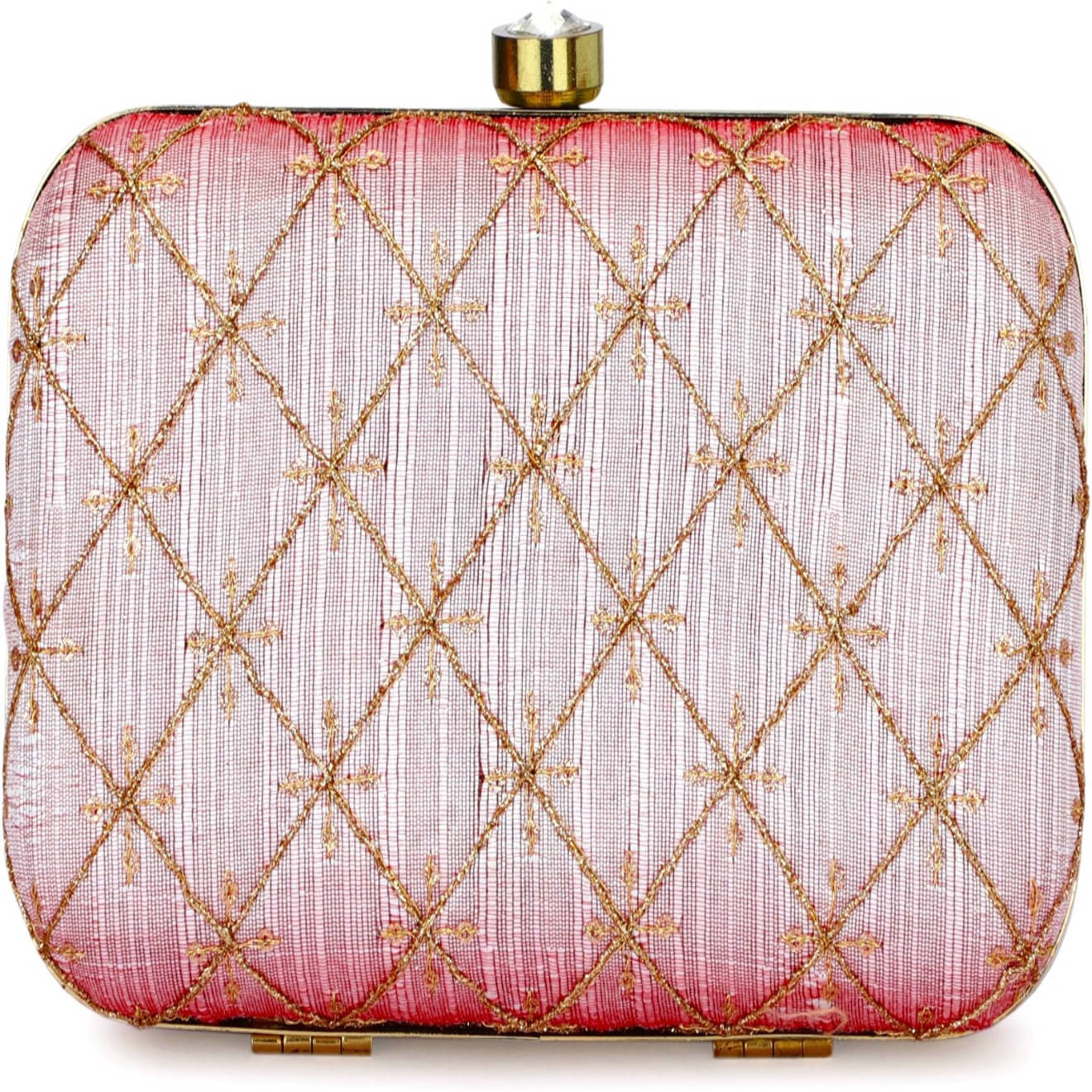     			Tooba Handicraft Pink Fabric Box Clutch