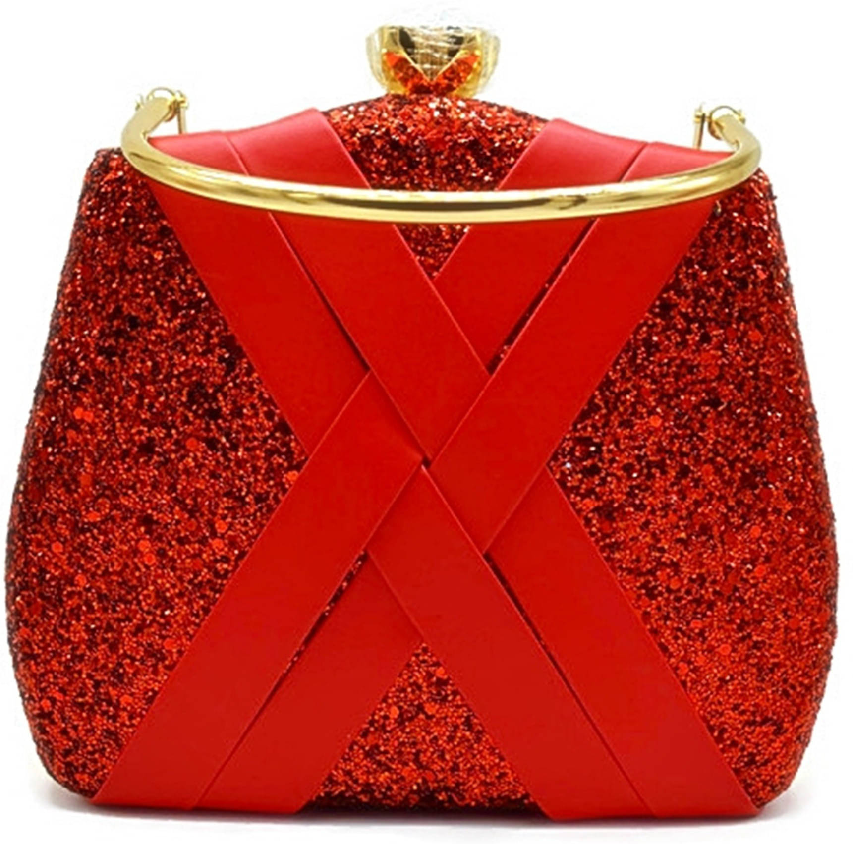     			Tooba Handicraft Red Fabric Box Clutch