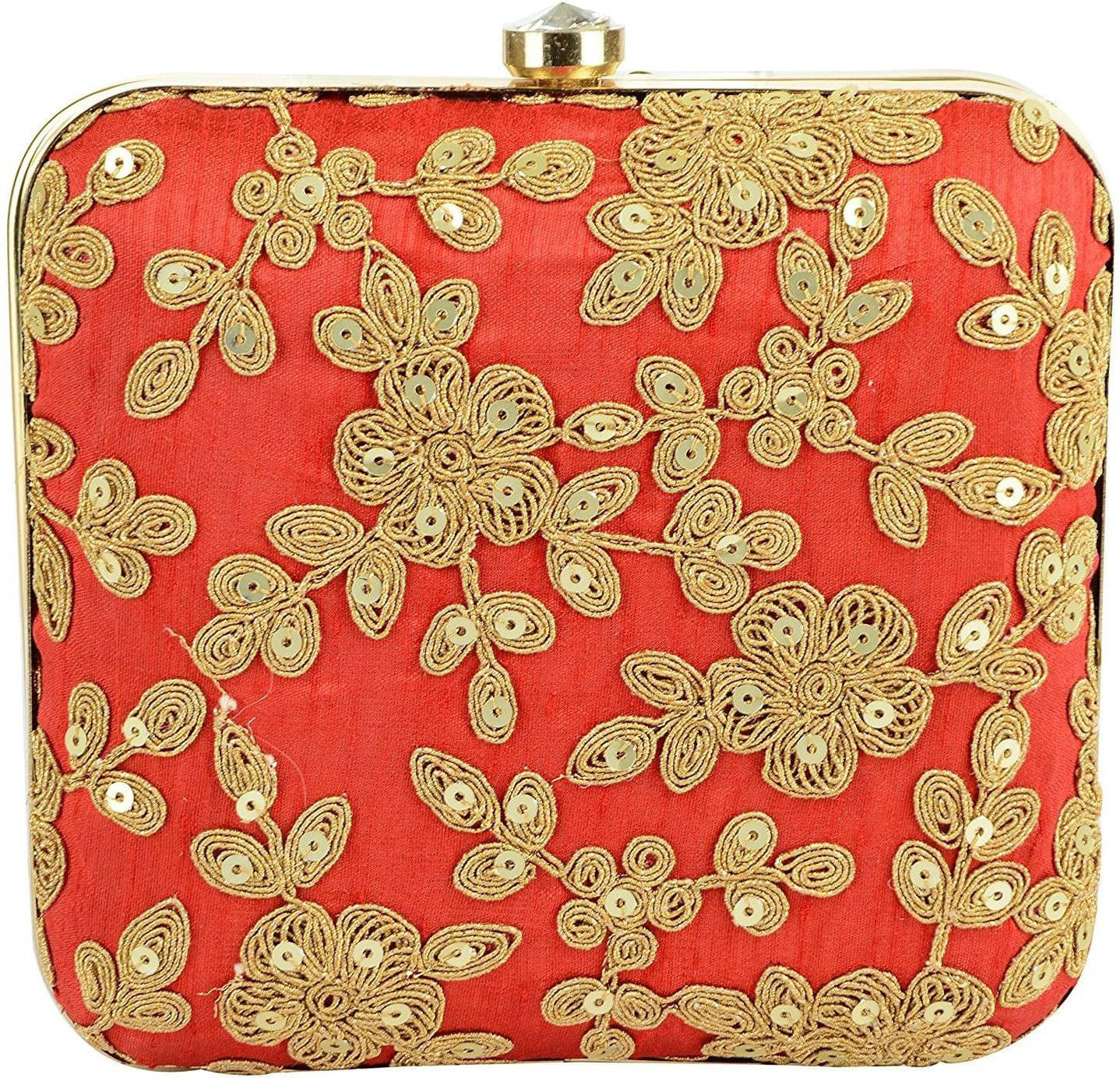     			Tooba Handicraft Red Fabric Box Clutch