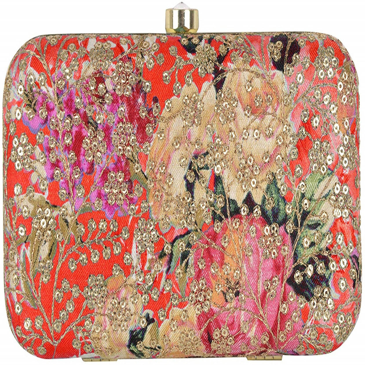     			Tooba Handicraft Red Fabric Box Clutch