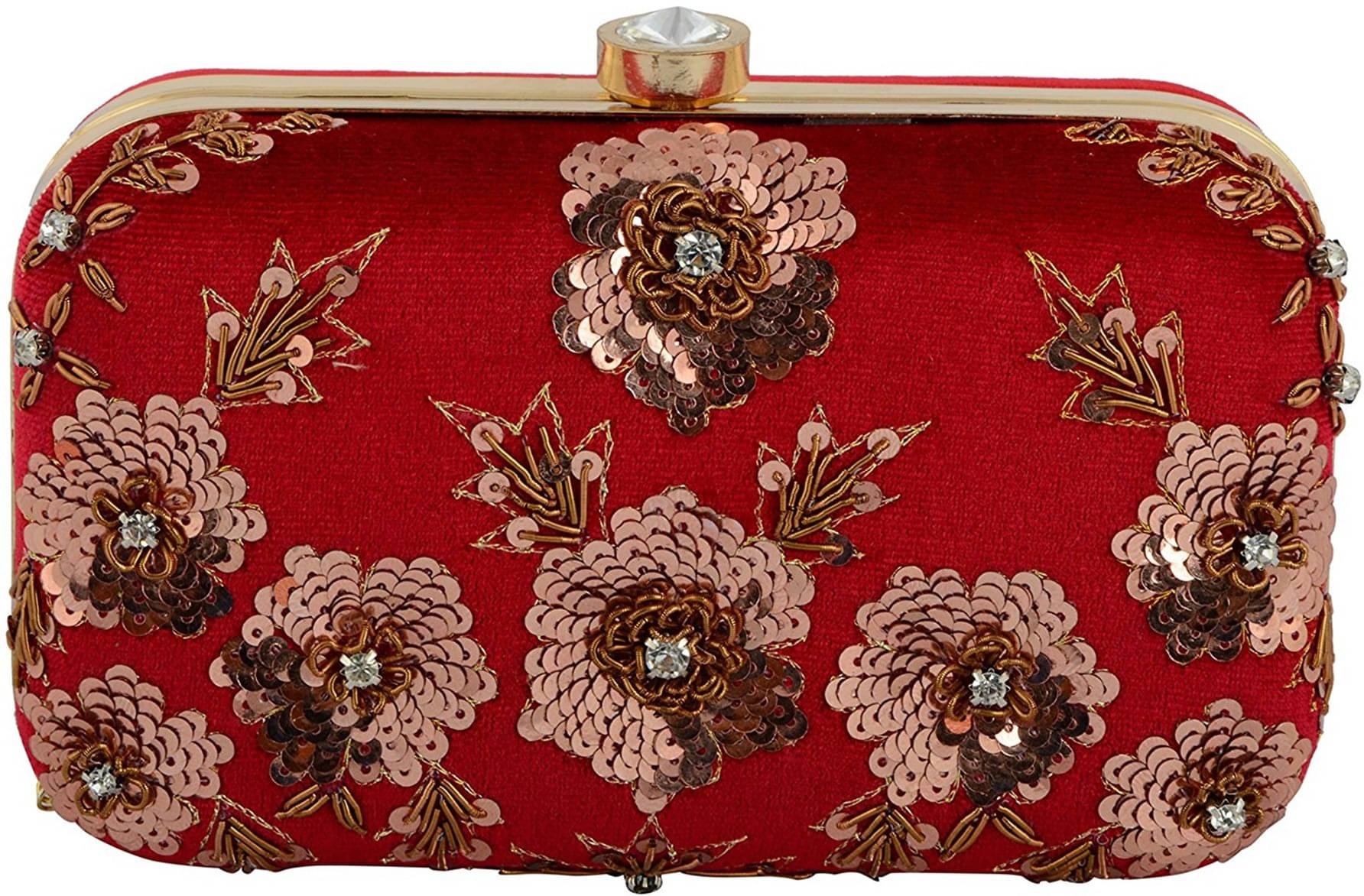     			Tooba Handicraft Red Fabric Box Clutch