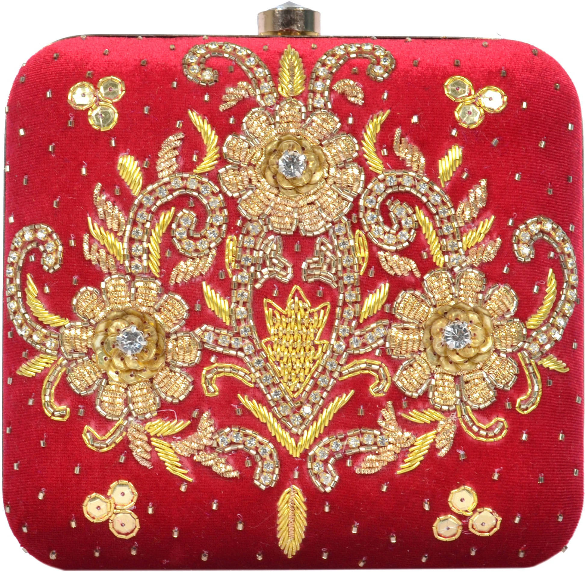     			Tooba Handicraft Red Fabric Box Clutch