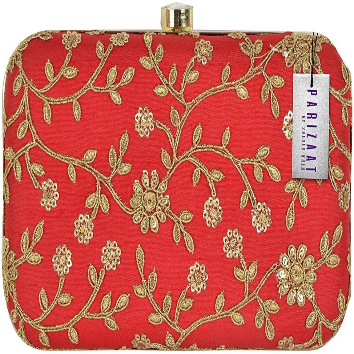     			Tooba Handicraft Red Fabric Box Clutch