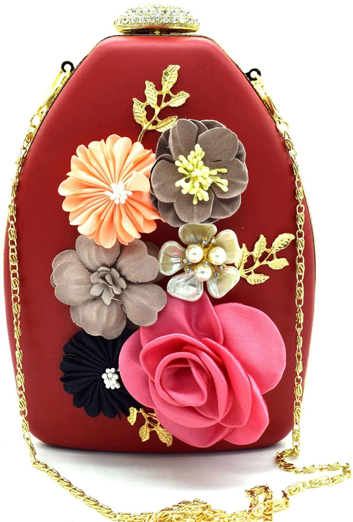     			Tooba Handicraft Red Fabric Box Clutch