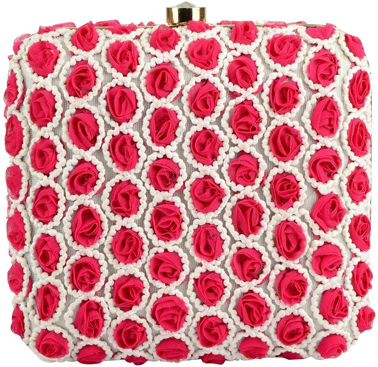     			Tooba Handicraft Red Fabric Box Clutch