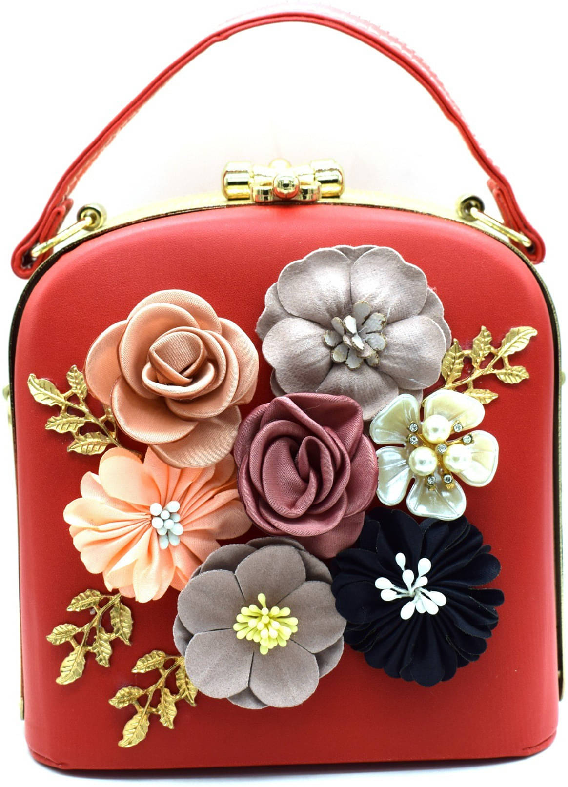     			Tooba Handicraft Red Fabric Box Clutch
