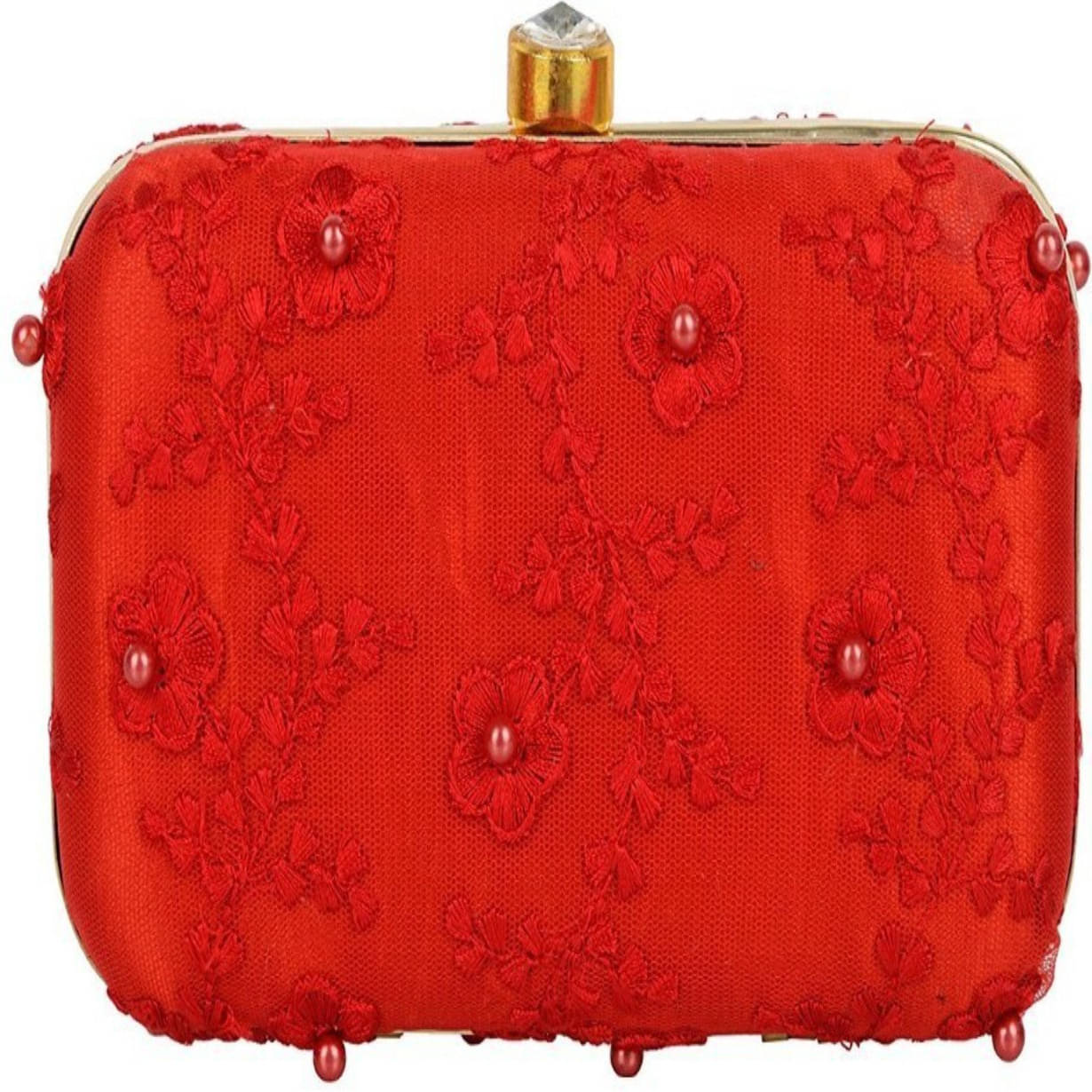     			Tooba Handicraft Red Fabric Box Clutch