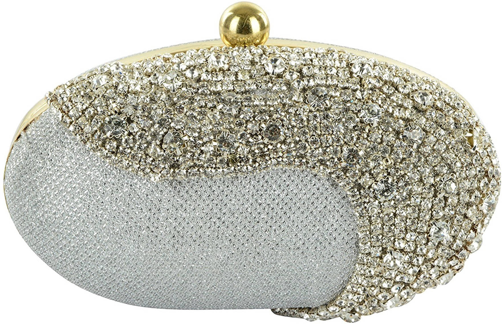     			Tooba Handicraft Silver Fabric Box Clutch